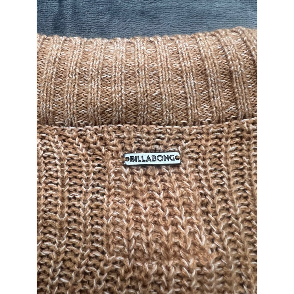Billabong Surplice Wrap Sweater Womens Medium Tan Ribbed Knit V-Neck Boho - Picture 7 of 7